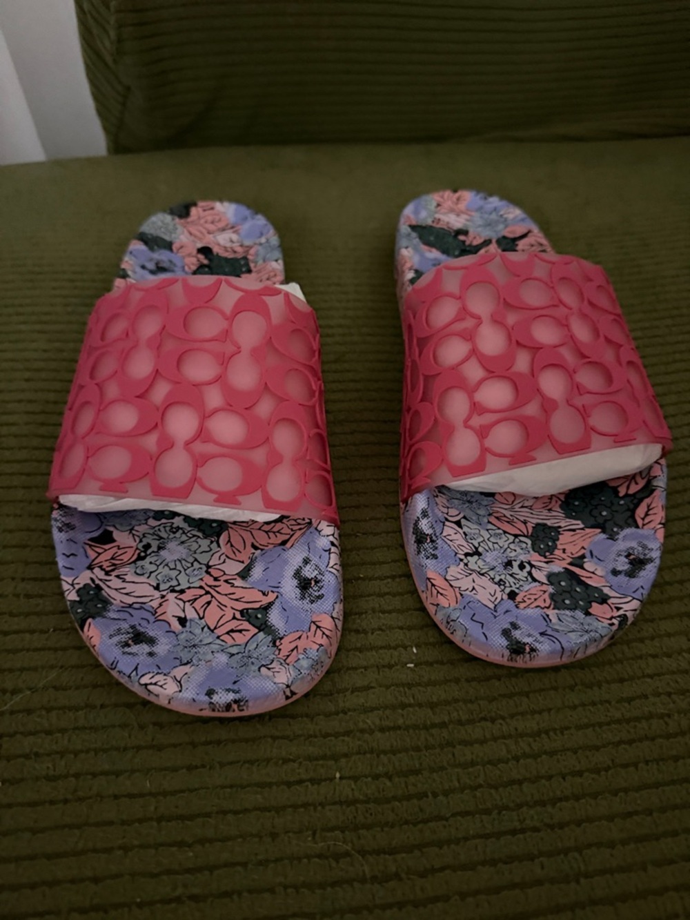 Coach Pink Floral Slide Sandals
